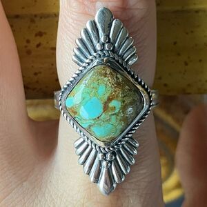 Natural Royston Turquoise Sterling Silver Ring Size 8